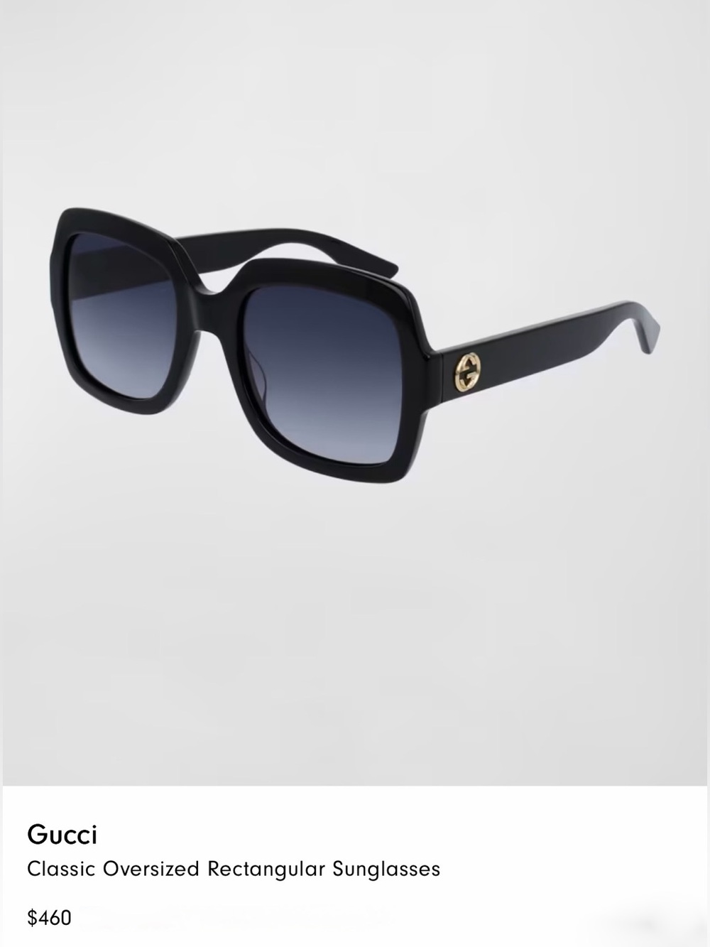 Gucci Black Oversized Square Sunglasses with Gradient Lenses Logo Plaque